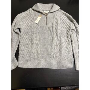 Natural Reflections Womens  Cable Knit Quarter Zip Pullover Sweater Large NWT